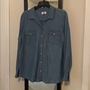 Blue Long Sleeve Chambray Shirt
